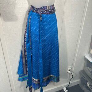 Darn Good Yarn Women’s Blue Silk Sari/ Wrap Skirt One Size NWT